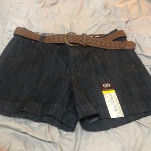 Denim Pocket Shorts with Belt Size 8